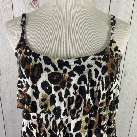 WET SEAL Women’s Animal Print Ruffle Peplum Top Leopard Print Size L Juniors. - Picture 3 of 10